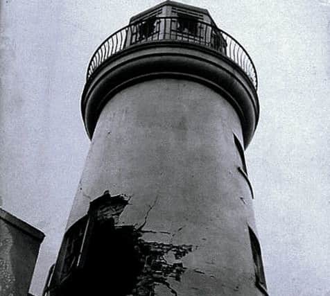 Damage to the lighthouse in Scarborough after the 1914 German bombardment