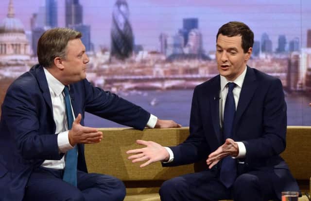 Ed Balls and  George Osborne appearing on BBC1's The Andrew Marr Show