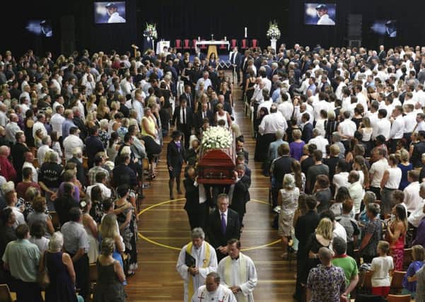 The funeral of Phillip Hughes in Macksville, Australia