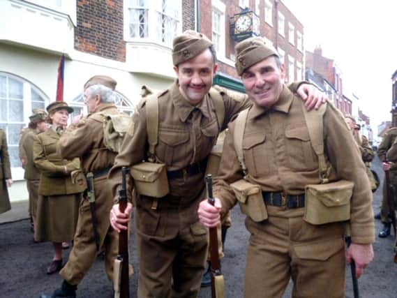 Philip Gascoyne (right) pictured with actor Daniel  Mays who plays Walker in the new Dad's Army film
