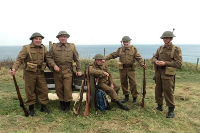 Philip Gascoyne (far Left)  during fiming  of Dad's Army