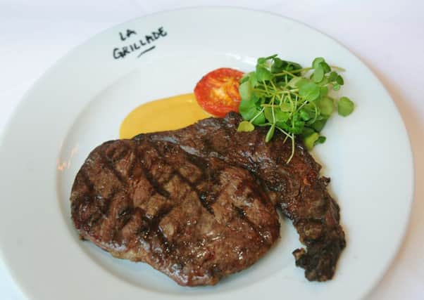 A main course of Entrecote Grillee at  La Grillade in Ripon.