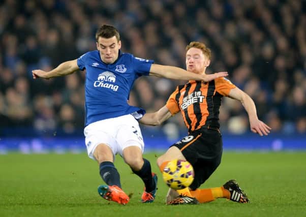 Hull City's Stephen Quinn, right, in action during the recent draw at Everton.