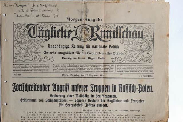 A German newspaper swapped during the 1914 Christmas truce.