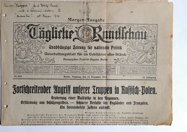 A German newspaper swapped during the 1914 Christmas truce.