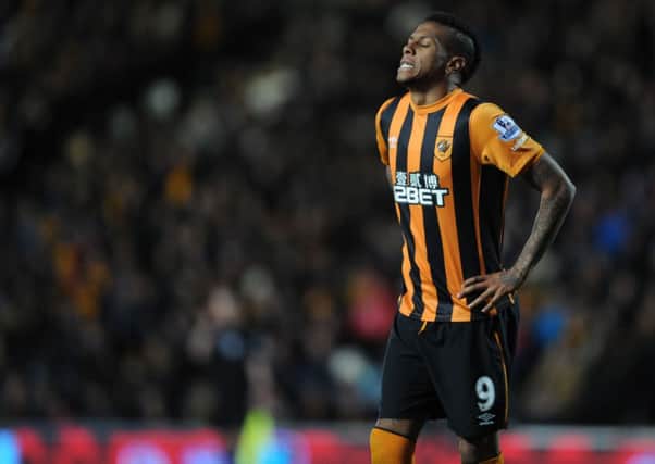 Hull City's Abel Hernandez shows his frustration as the Tigers lose at home.