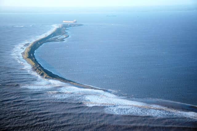 Spurn Point after last year's tidal surge - (Photo credit: Environment Agency.)
