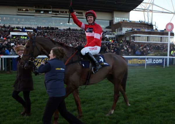 Silviniaco Conti ridden by Noel Fehily wins the William Hill King George VI Steeple Chase  at Kempton last year. Picture: Steve Parsons/PA.