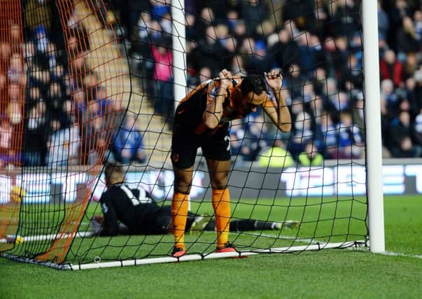 Hull Citys Ahmed Elmohamady reacts with dismay after another missed opportunity against Leicester City (Picture: Anna Gowthorpe/PA Wire).