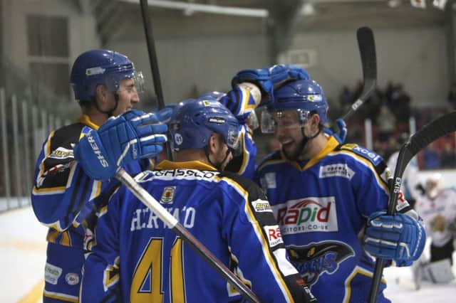 Hull Stingrays' players enjoyed a four-point weekend with two wins over rivals Edinburgh. Picture: Arthur Foster.