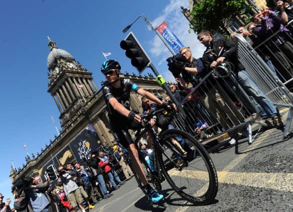 Chris Froome at the start of of the first stage of the Tour de France in Leeds. Picture by Bruce Rollinson.
