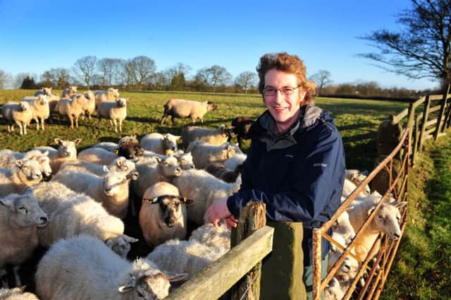 Rob Ruddock with his flock at Blue Coat Farm in Beckwithshaw, Harrogate.
