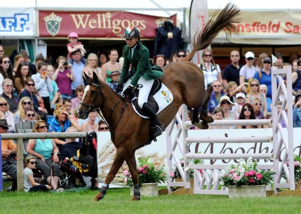 WINNER:  Aoife Clark on Fenyas Elegance in the showjumping round on her way to winning the 2014 Bramham CCI three-star title. Picture: Jonathan Gawthorpe.