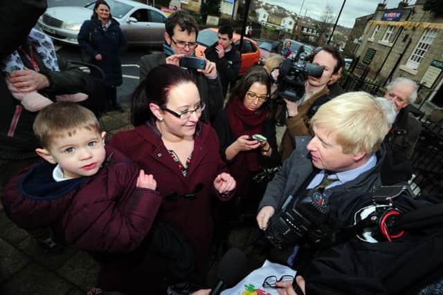Boris Johnson on his visit to Farsley, Leeds