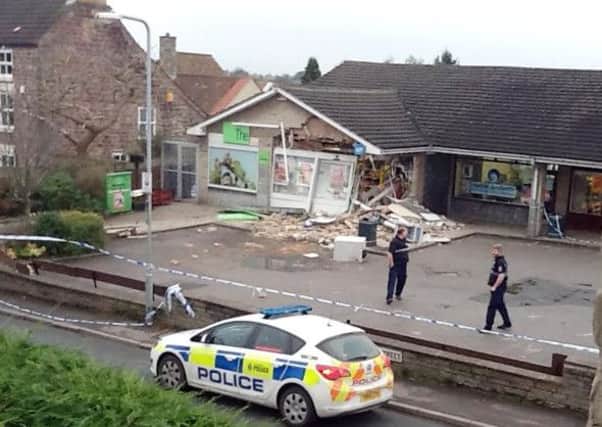 The aftermath of the ram raid in Harthill