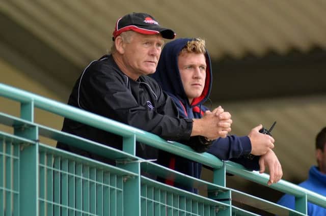FRUSTRATED: Doncaster Knights' head coach Clive Griffiths, left.
