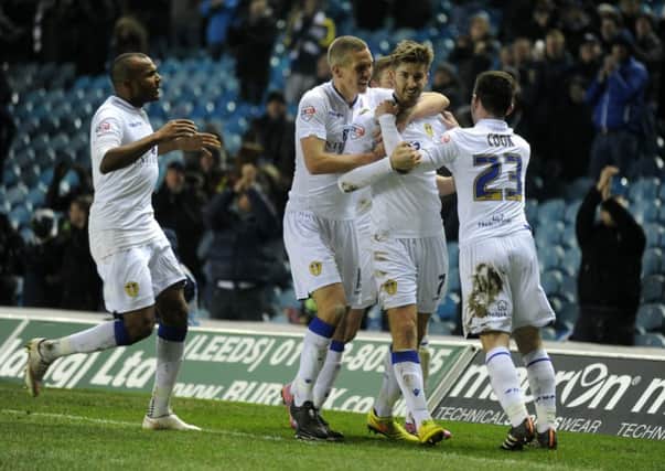 Luke Murphy is lauded by Leeds United team-mates after scoring the goal which proved enough to beat Championship leaders Bournemouth last night (Picture: Bruce Rollinson).