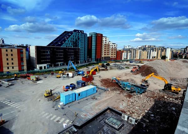 The demolition of the former Tetley Brewery site in Leeds city centre