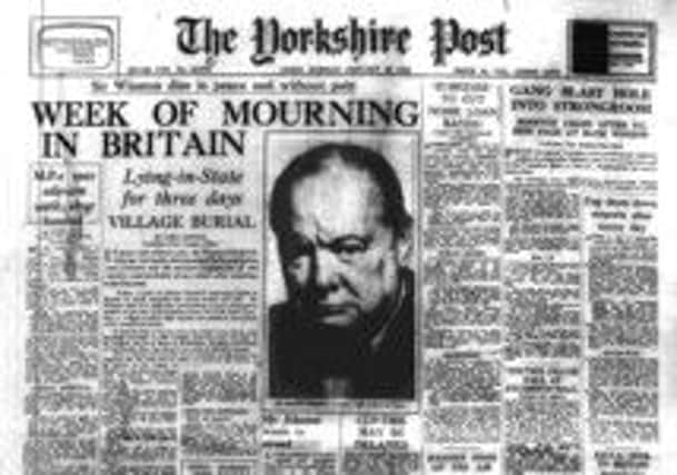 The Yorkshire Post announces Churchills death.