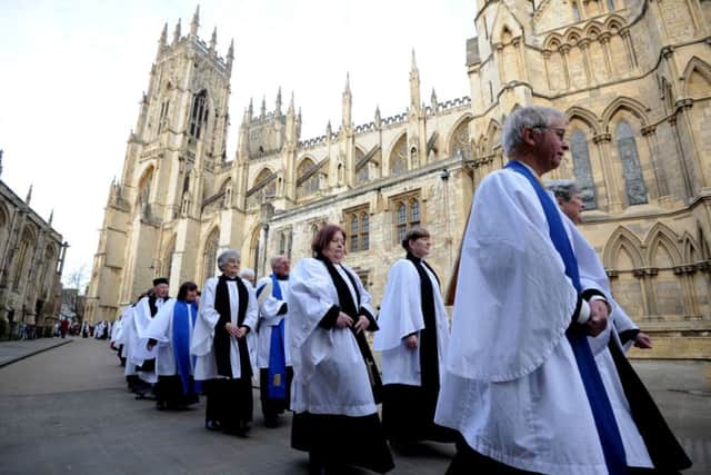 Protester Rev Paul Williamson interrupted a service at York Minster, where The Rev Libby Lane was consecrated as the eighth Bishop of Stockport.