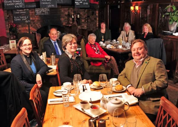 Michael Ibbotson of the Durham Ox in Crayke, with supporters of the Friendship Lunch.
Picture by Tony Johnson