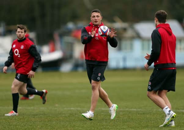 Sam Burgess (centre) during an England Saxons training session.