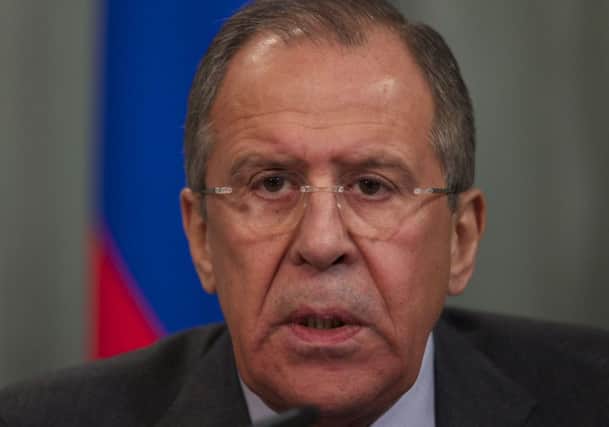 Russian Foreign Minister Sergey Lavrov during a news conference in Moscow