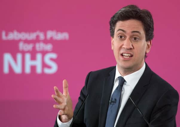 Labour leader Ed Miliband delivers a speech on his party's plans for the NHS in Sale near Manchester  if they get into power at this year's General Election. PRESS ASSOCIATION Photo. Picture date: Tuesday January 27, 2015. See PA story POLITICS Labour. Photo credit should read: Stefan Rousseau/PA Wire