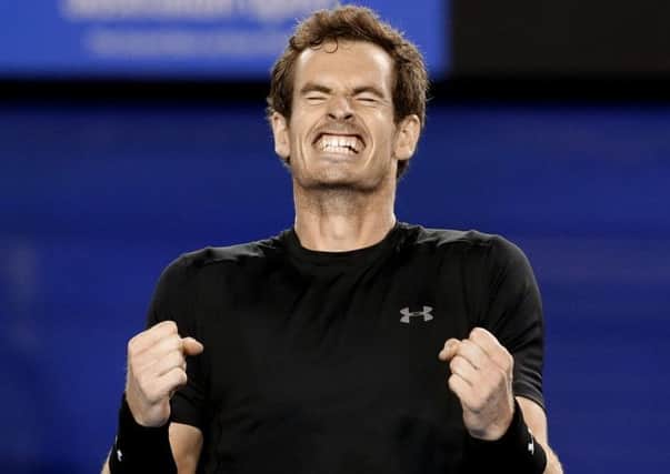 Andy Murray celebrates after defeating Tomas Berdych. Picture: AP/Lee Jin-man.