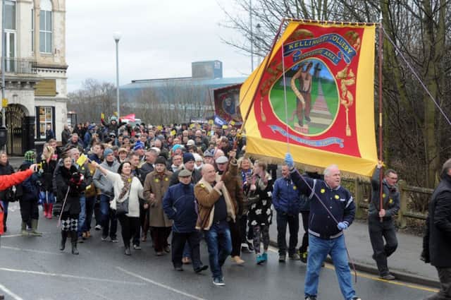 Campaigners on the march to save Kellingley colliery in North Yorkshire