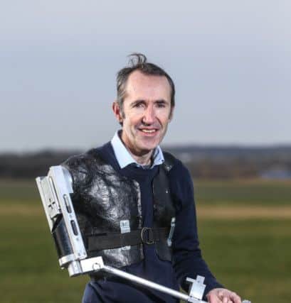 Steven Robinson is learning to fly with the help of a home-made prosthetic arm. Pictures: Ross Parry Agency