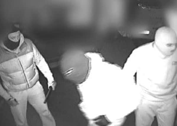 Violent thugs are caught on CCTV in Pudsey.