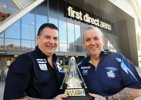 Gary Anderson and Phil Taylor who play each other tonight at the First Direct Arena, Leeds (Picture: Steve Riding).