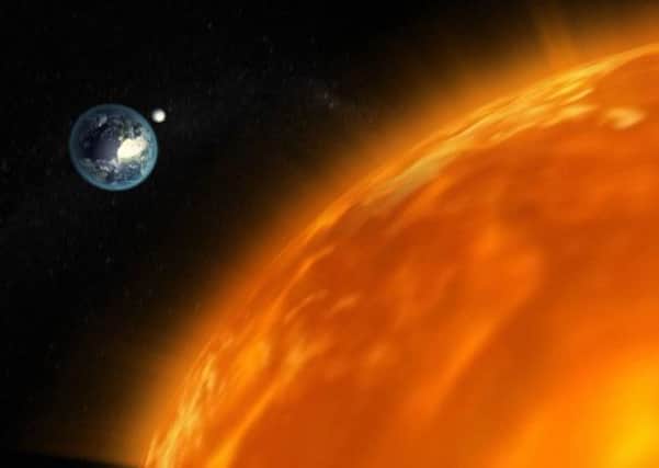 CGI simulation of the earth orbiting the sun