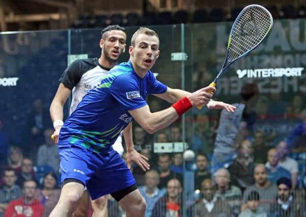 MARCH ON: Sheffield's Nick Matthew on his way to defeating Declan James in Manchester on Thursday. Picture: squashpics.com