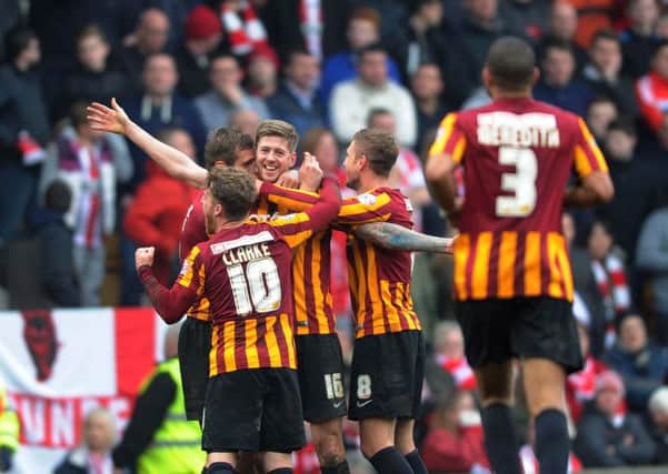 Bradford's Jon Stead celebrates the second goal. (
Picture: Jonathan Gawthorpe).