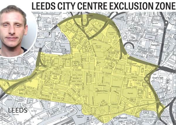 Mario Stojka and details of the exclusion zone in Leeds.
