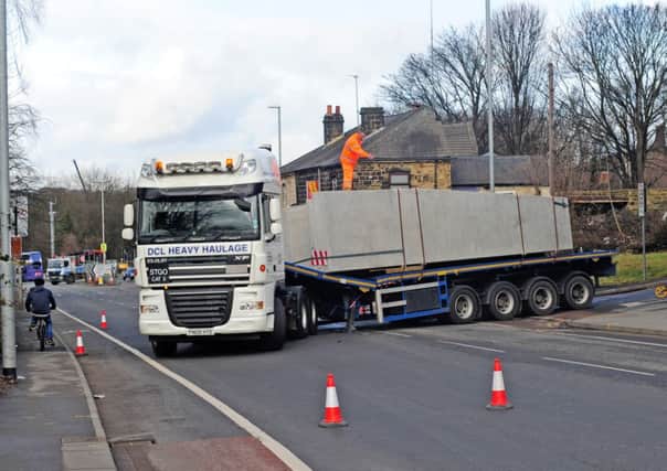 The scene on Kirkstall Road in Leeds where a stranded lorry carrying an abnormal load has caused traffic chaos. Picture: Ross Parry Agency