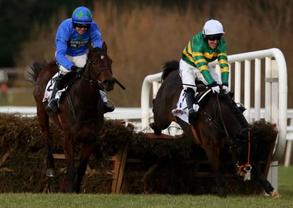 WE'LL MEET AGAIN: Hurricane Fly ridden by Ruby Walsh, left, beats Jezki andTony McCoy in the Irish Champion Hurdle at Leopardstown last month. Picture: Brian Lawless/PA.
