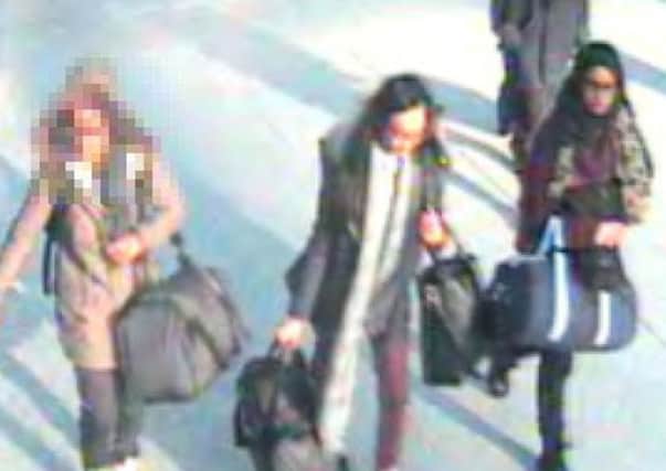 CCTV issued by the Metropolitan Police of an un-named 15-year-old, Kadiza Sultana,16 and Shamima Begum,15 at Gatwick airport.
