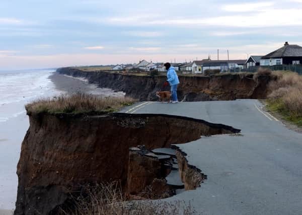 ROAD TO NOWHERE: The coastal road between Skipsea and Ulrome which had collapsed into the North Sea in 2012. PIC: PA
