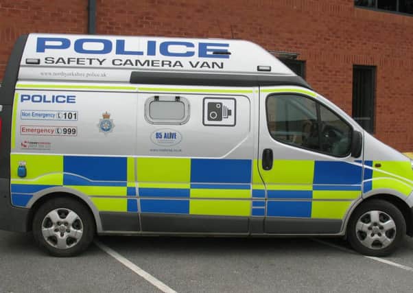 North Yorkshire Police's mobile camera van and the device fitted inside the Jaguar