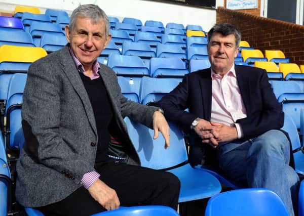 Sir Ian McGeechan (left) and David Dockray, the new Chairman for Yorkshire Carnegie, at Headingley. (GL1005/07g)