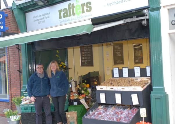 Andy and Tracy Rafter outside their shop on Middle Street South, Driffield.