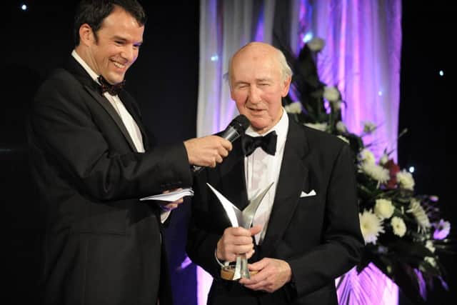 Victor Watson receives an award from the Yorkshire Post from Business Editor Bernard Ginns at the YP's Excellence in Business Awards, 2009