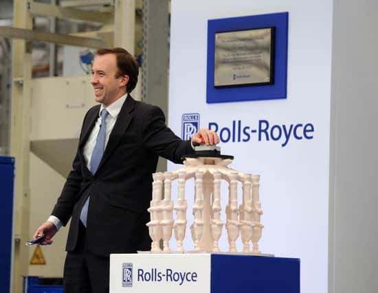 Business Minister Matthew Hancock opens the Rolls-Royce Advanced Blade Casting Facility. Picture: Andrew Roe