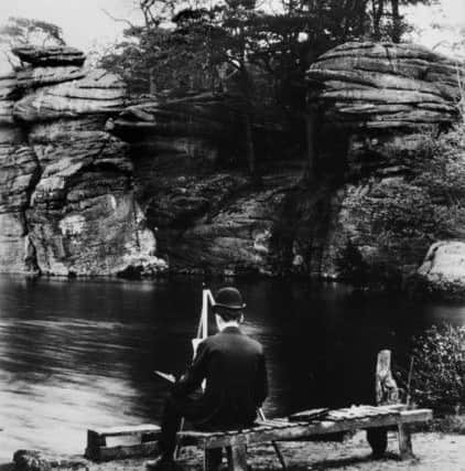 Victorian photographer Godfrey Bingley, of Leeds, captures the concentration of an artist at Plumpton Rocks on May 23, 1891.