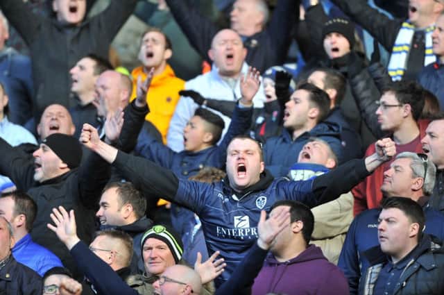 Leeds fans at the Riverside. Middlesbrough v Leeds United.  SkyBet Championship.  21 February 2015.  Picture Bruce Rollinson