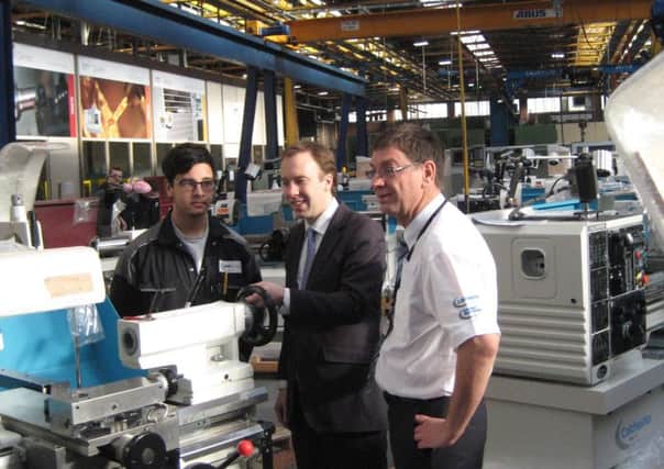 Business Minister Matthew Hancock visits Yorkshire manufacturer the 600 Group