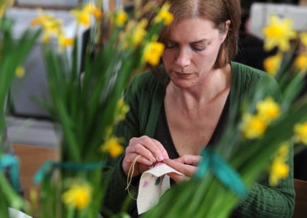 Claire Ketteman working at the Stitch Society, Keighley Business Centre.  Picture by Bruce Rollinson